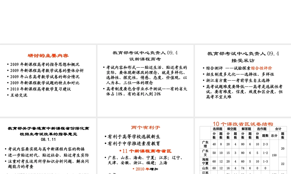 新课程高考数学研讨及其高考备考研讨会1 试题
