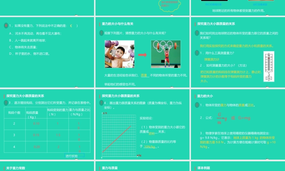 八年级物理下册 7.3重力课件 (新版)新人教版 课件