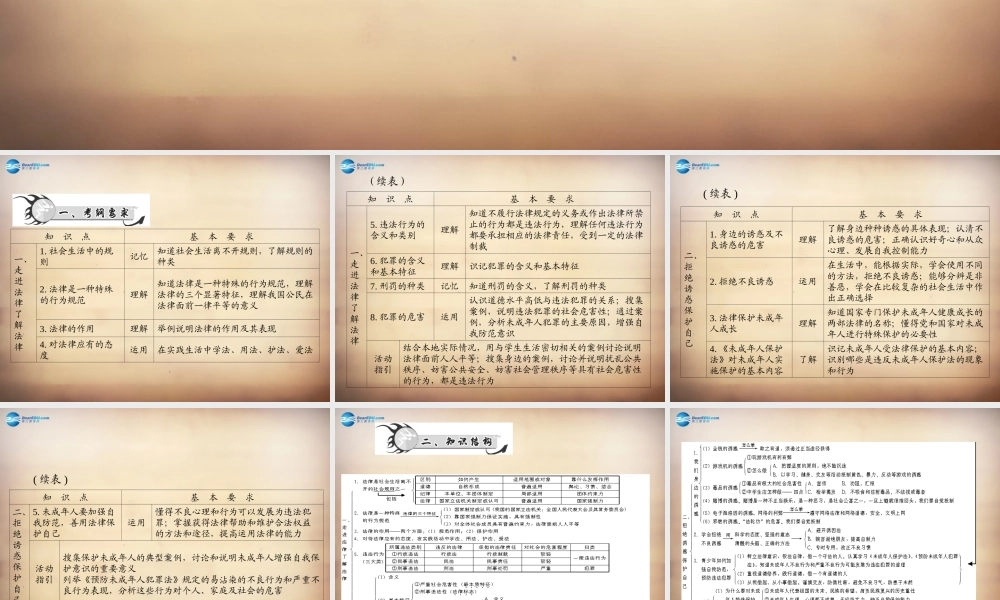 学典中考政治总复习 专题突破二 明辨是非 拒绝诱惑 保护自己 知法用法 学过安全生活课件 新人教版 课件