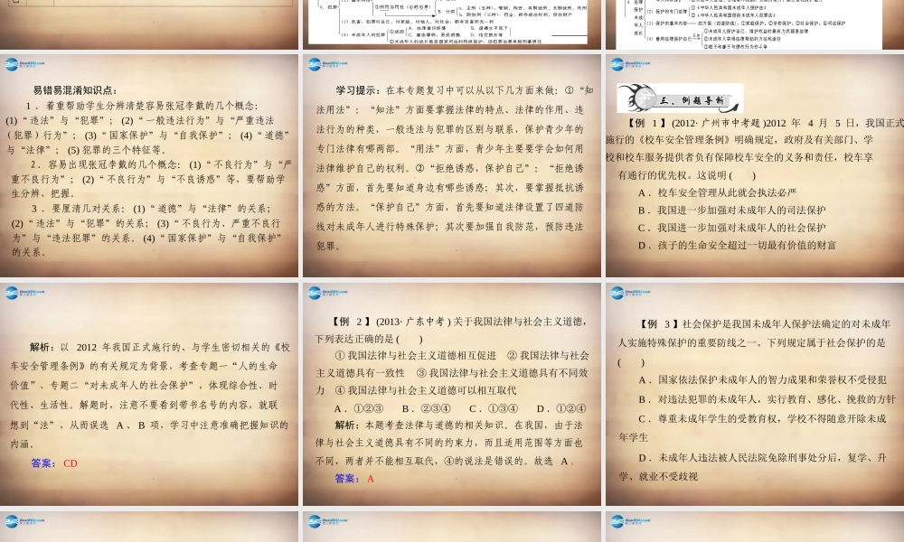 学典中考政治总复习 专题突破二 明辨是非 拒绝诱惑 保护自己 知法用法 学过安全生活课件 新人教版 课件