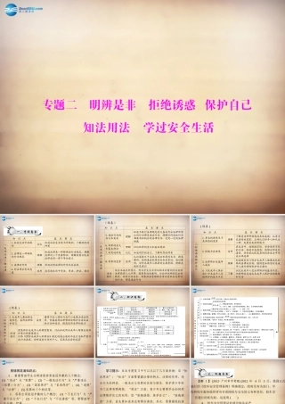 学典中考政治总复习 专题突破二 明辨是非 拒绝诱惑 保护自己 知法用法 学过安全生活课件 新人教版 课件