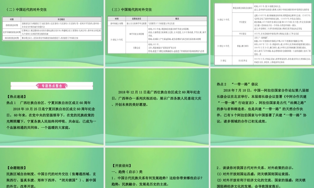 中考历史复习 专题二 中国的民族关系及对外交往课件