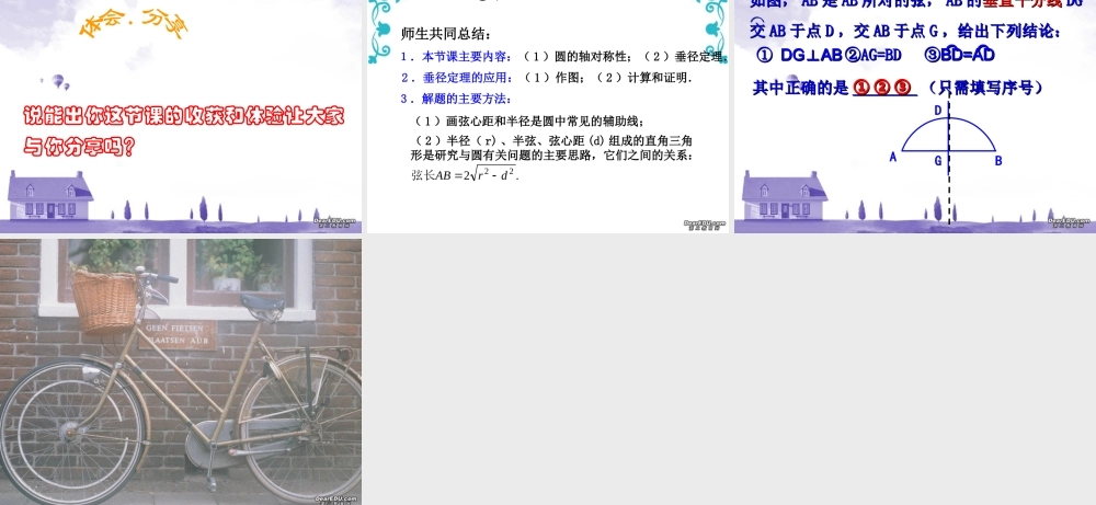 九年级数学圆的轴对称性 浙教版 课件