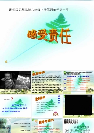 八年级思想品德上册 第四单元第一节(感受责任)课件 湘师版 课件