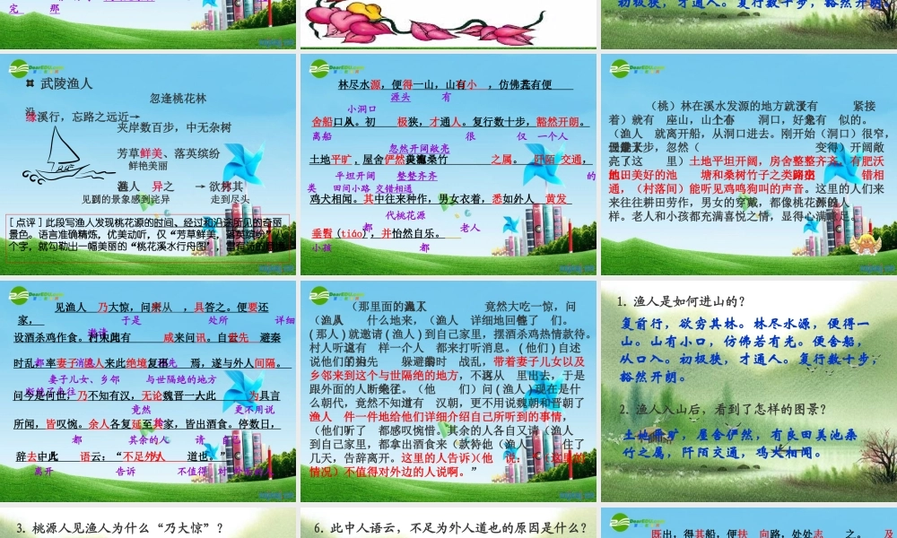 八年级语文下册 (桃花源记)教学课件 人教新课标版 课件