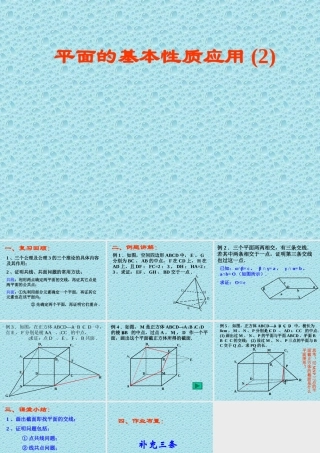 平面的基本性质应用(2) 苏省高二数学立体几何平面与空间直线单元全部系列课件 人教版 苏省高二数学立体几何平面与空间直线单元全部系列课件 人教版