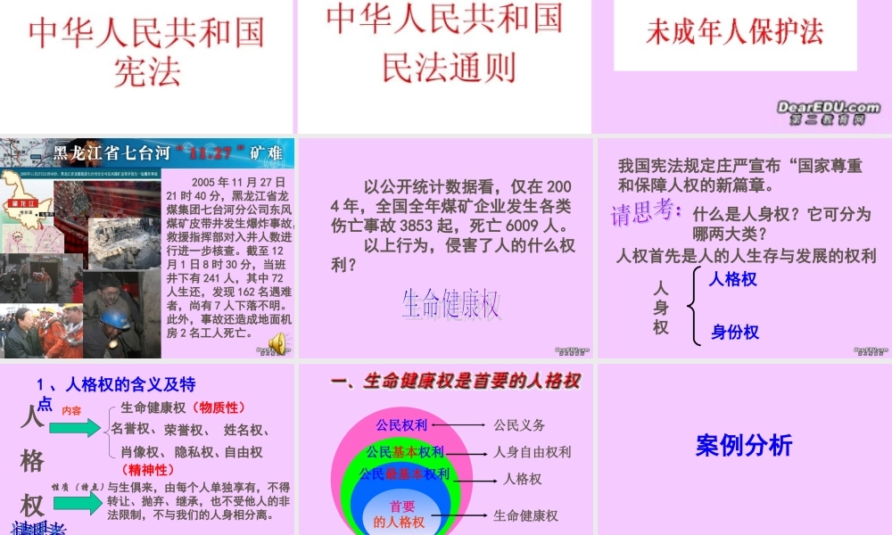 八年级政治生命健康权课件 人教版 课件