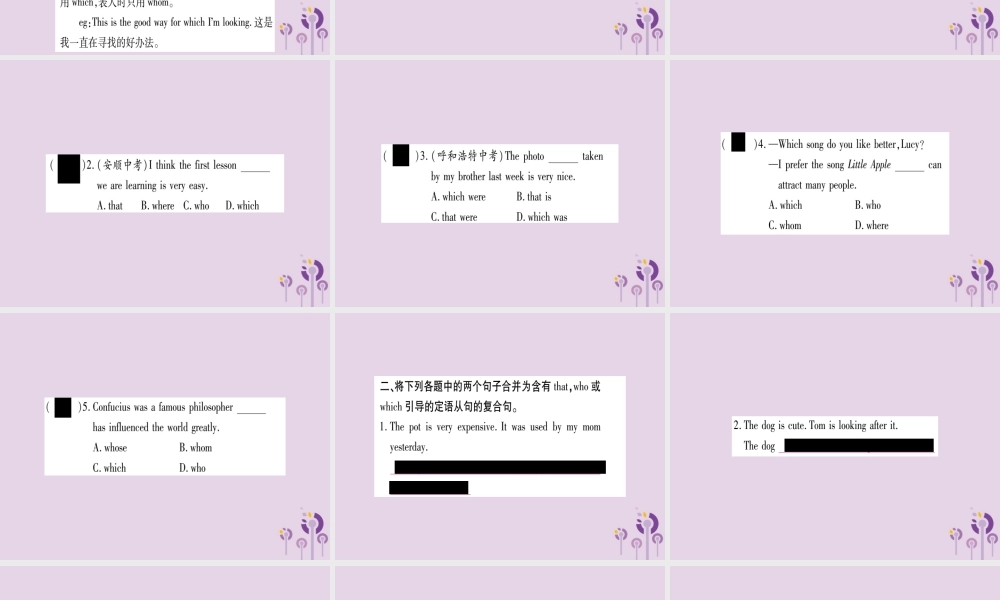 九年级英语全册 Unit 9 I like music that I can dance to语法精讲与精练作业课件 (新版)人教新目标版 课件