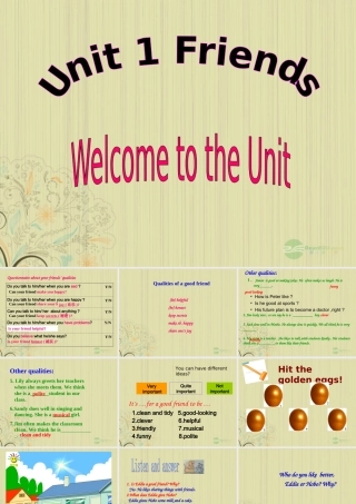 八年级英语上册 Unit 1(friends)Welcome to the unit课件 牛津译林版 课件