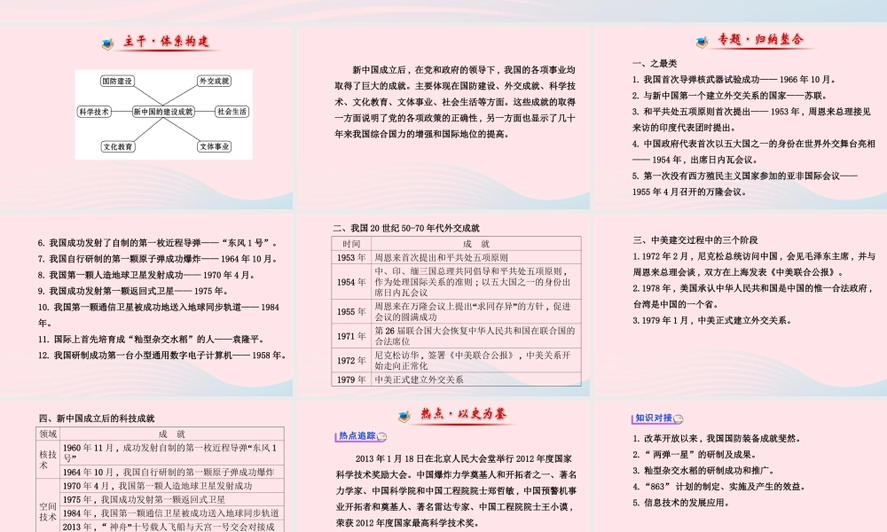八年级历史下册 阶段专题复习 第五 六单元课件 岳麓版 课件