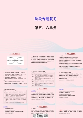 八年级历史下册 阶段专题复习 第五 六单元课件 岳麓版 课件