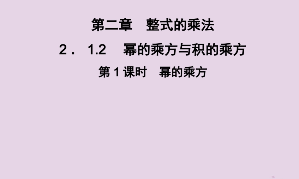 七年级数学下册 第2章(整式的乘法)2.1 整式的乘法 2.1.2 幂的乘方与积的乘方 第1课时 幂的乘方习题课件 (新版)湘教版 课件