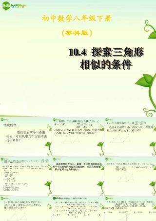 八年级数学下册 10.4探索三角形相似条件(2)课件 苏科版 课件