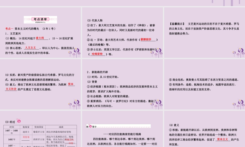 中考历史备战复习 世界史 第十七单元 步入近代课件