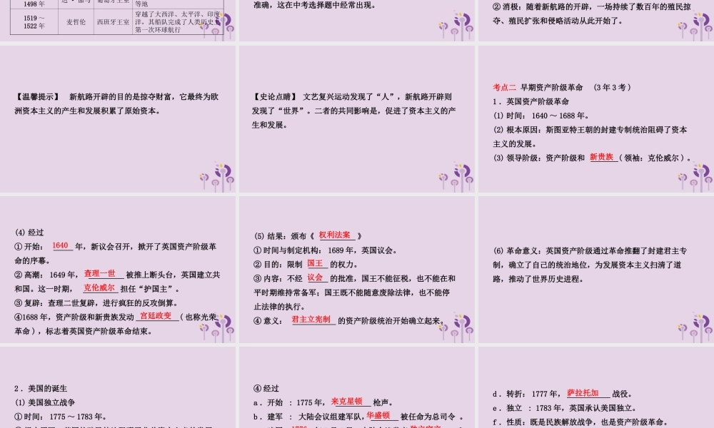 中考历史备战复习 世界史 第十七单元 步入近代课件