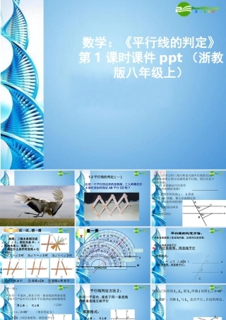 八年级数学上册 (平行线的判定)第1课时课件 浙教版 课件