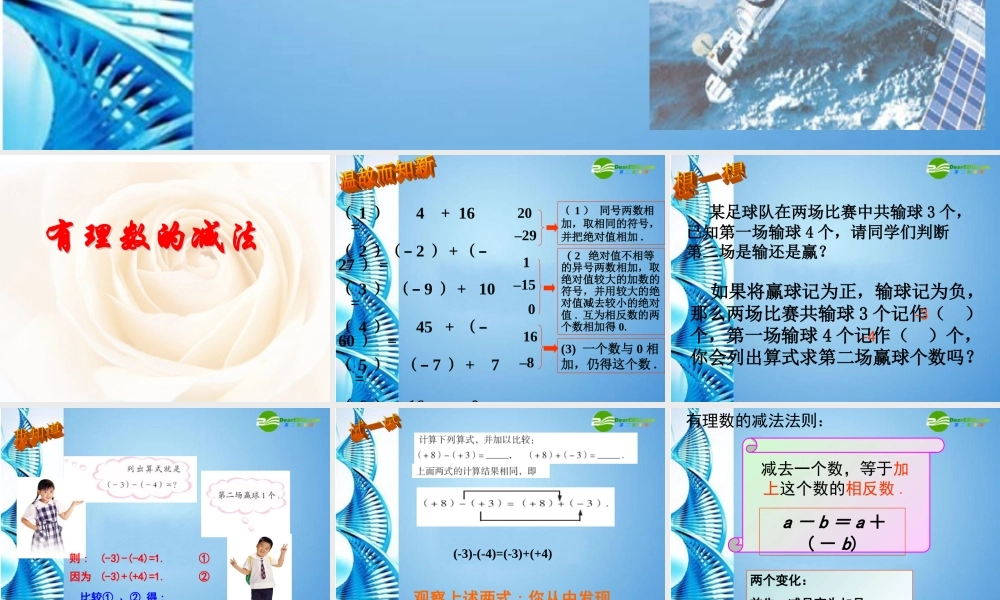 七年级数学下册 (有理数的减法)课件(共17张PPT) 课件