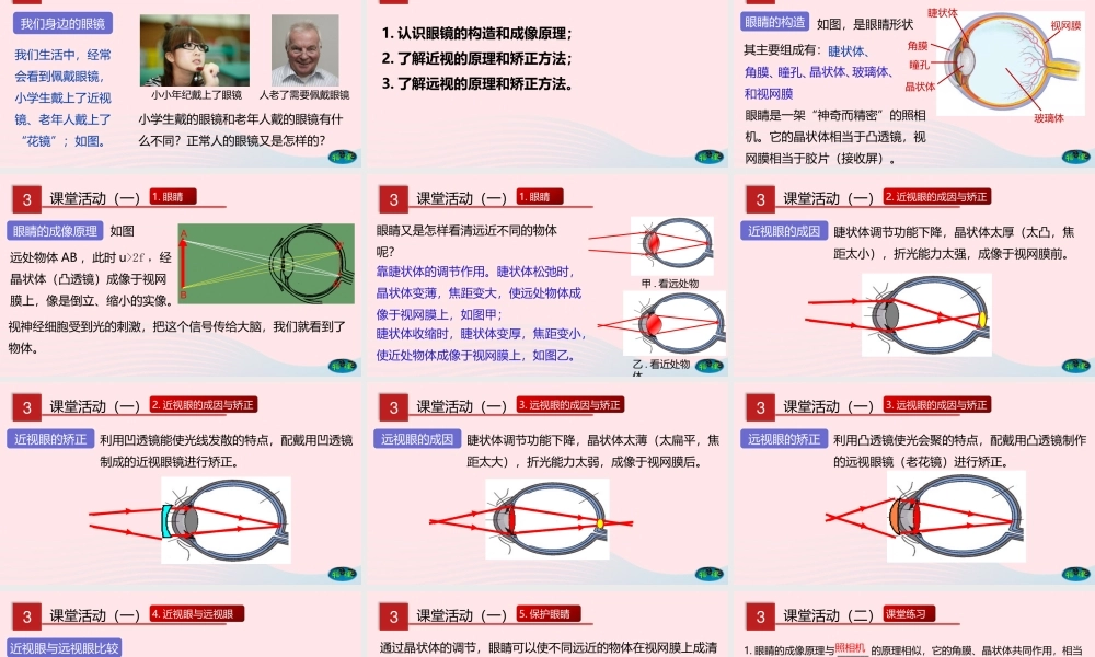 八年级物理下册 6.4 眼睛和眼镜课件(新版)北师大版 课件