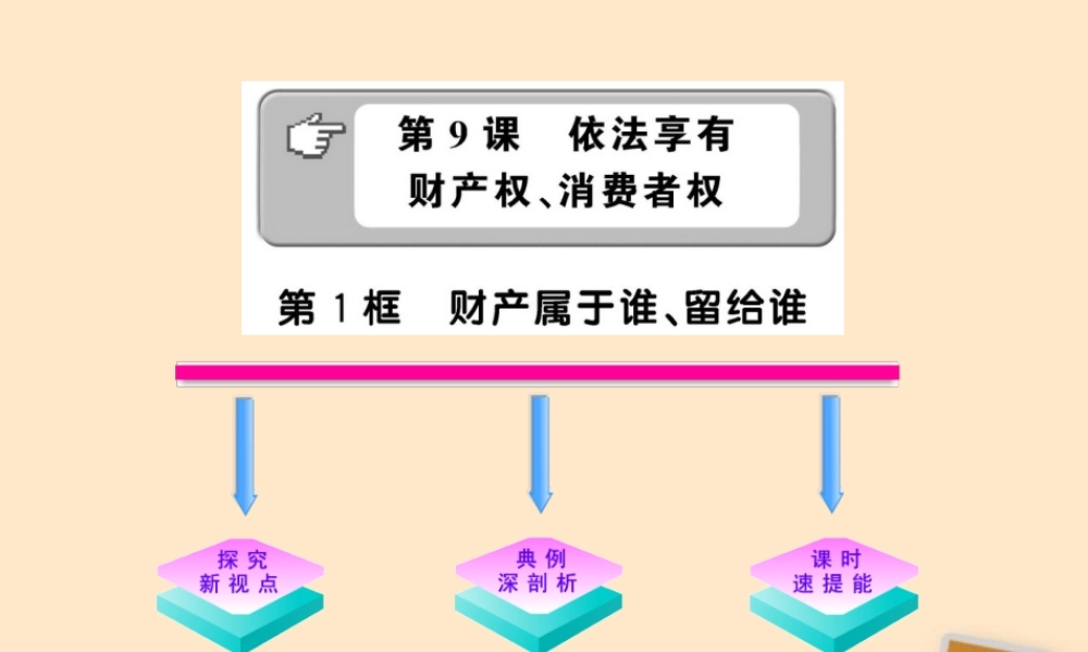 山东省10-11版八年级政治上册 4.9.1 财产属于谁、留给谁课件课件 人民版 课件