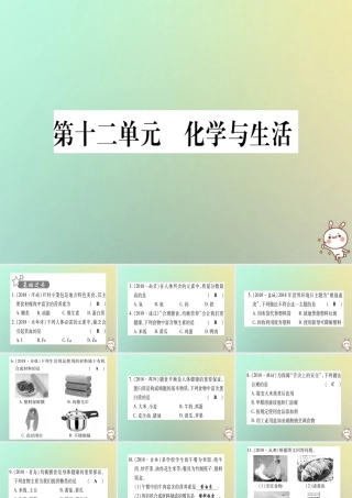 中考化学准点备考复习 第一部分 教材系统复习 第12讲 化学与生活复习作业课件 新人教版 课件