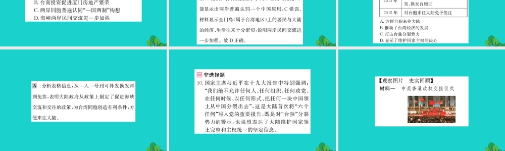 八年级历史下册 第四单元 民族团结与祖国统一 第14课 海峡两岸的交往习题课件 新人教版