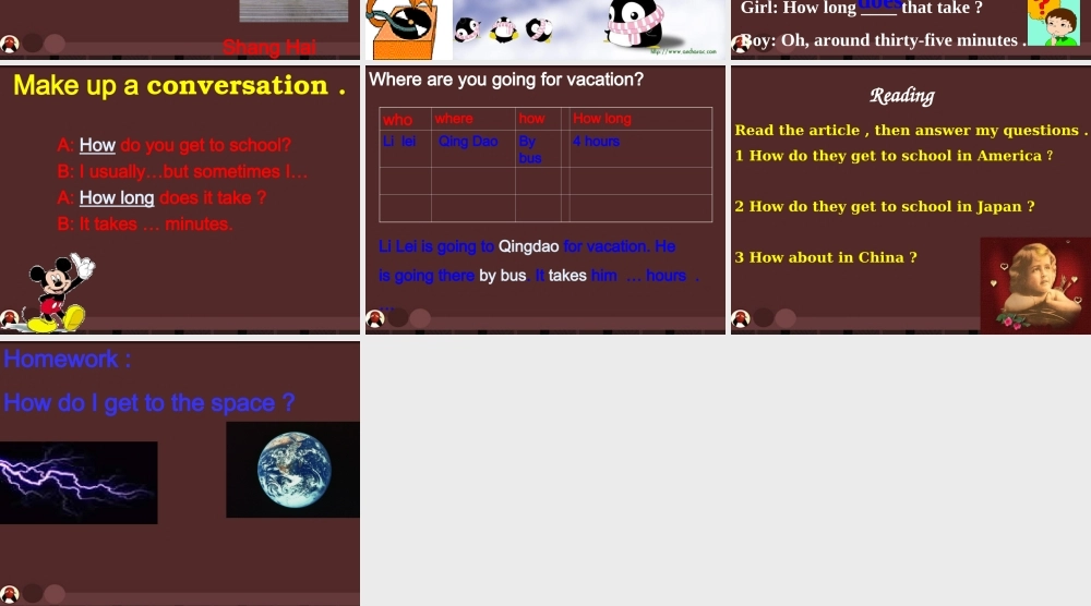 八年级英语上册 Unit 4 How do you get to school公开课课件 人教新目标版 课件