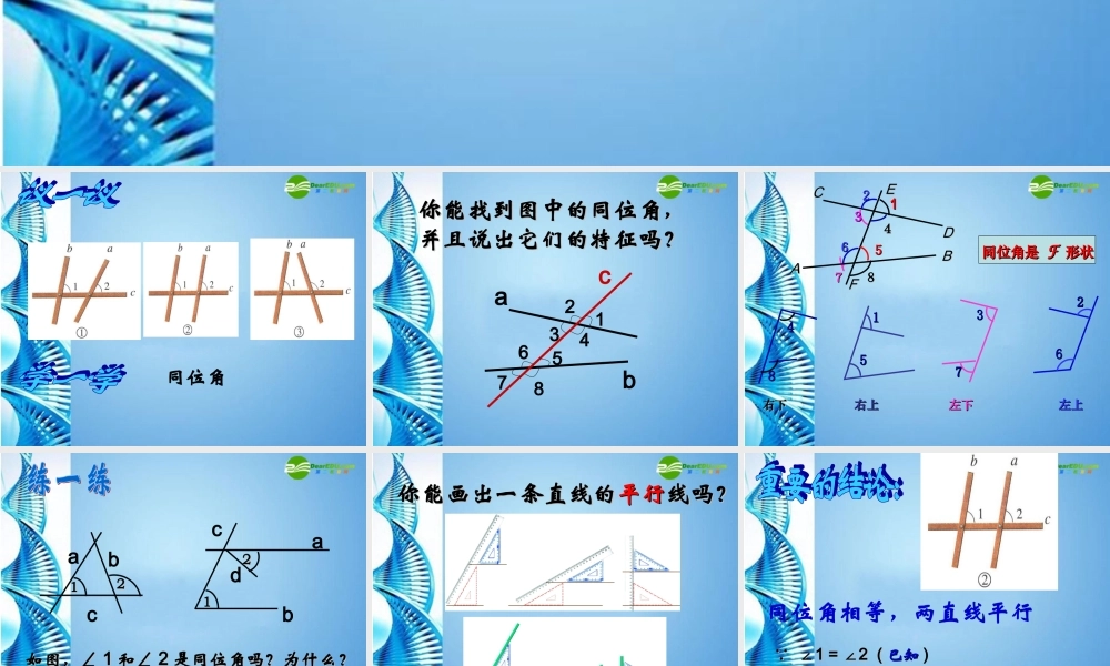 七年级数学下册 10.2平行线的判定(第1课时)课件 沪科版 课件