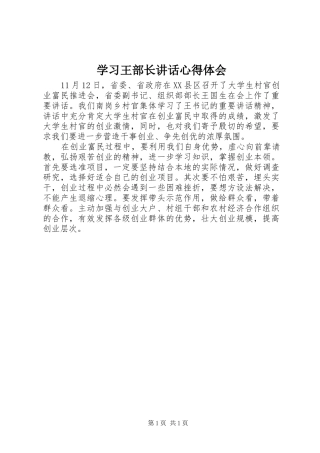 学习王部长讲话心得体会