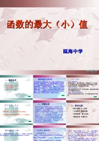 新课程培训资料高一数学函数的最大小值 新课标 人教版 课件