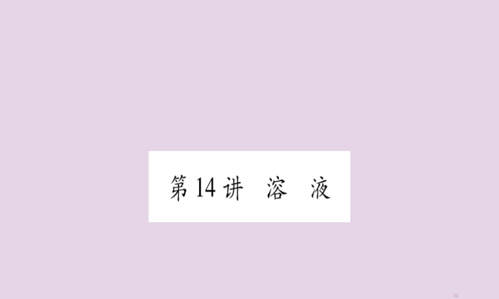 中考化学复习 第一部分 基础知识 第二单元 化学基本概念和原理 第14讲 溶液(精练)课件