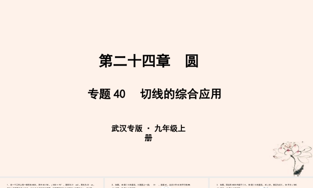 九年级数学上册 第二十四章 圆 专题40 切线的综合应用课件 (新版)新人教版 课件