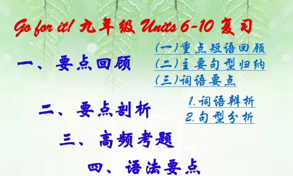 九年级英语Unit6-10复习课件 人教新目标版 课件