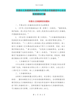 市委办义务植树活动通知与市委办市场建设中心安全检查通知汇编