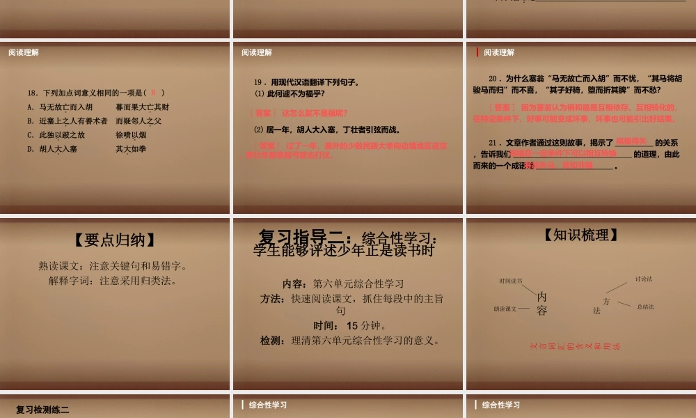 七年级语文上册 第六单元复习课件3 (新版)新人教版 课件