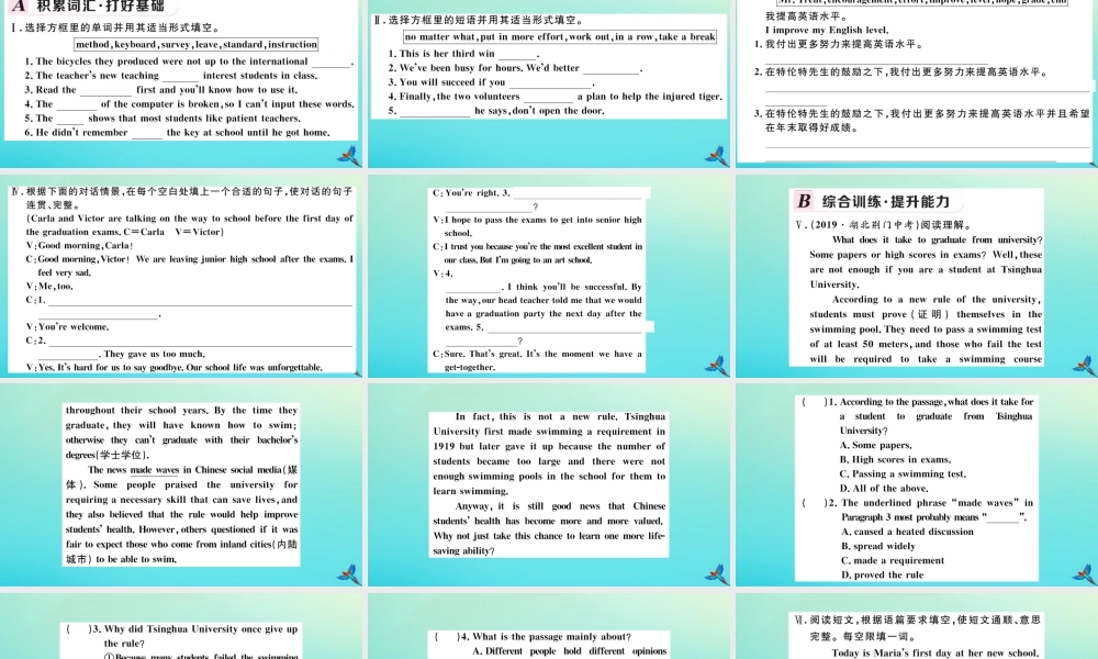 九年级英语全册 Unit 14 I remember meeting all of you in Grade 7(第1课时)习题课件 (新版)人教新目标版 课件