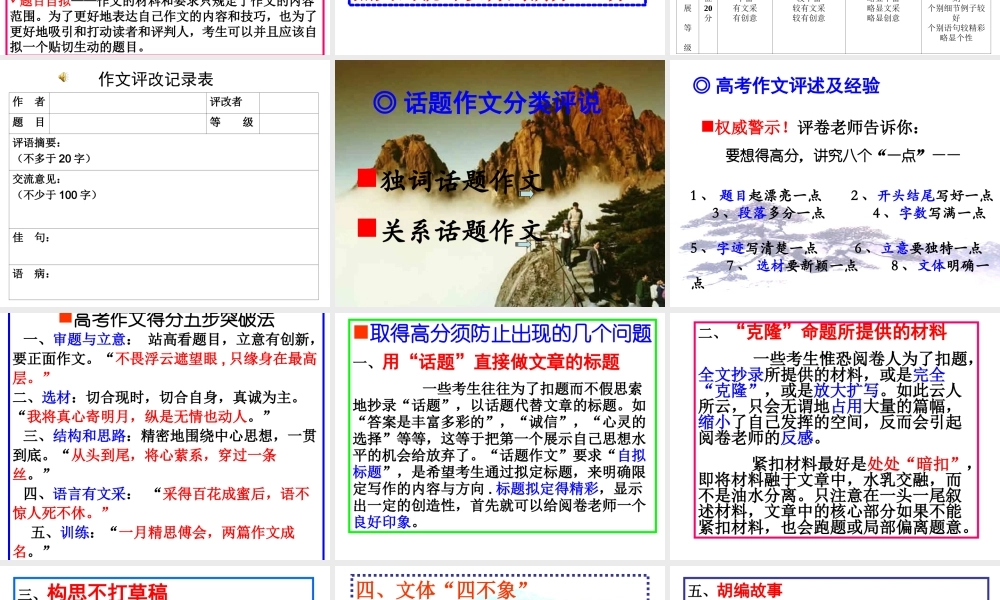 届高考语文第一轮知识点专题复习(高考作文点拔)课件