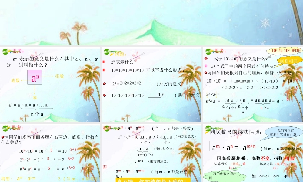 七年级数学下册 8.1 幂的运算课件 沪科版 课件