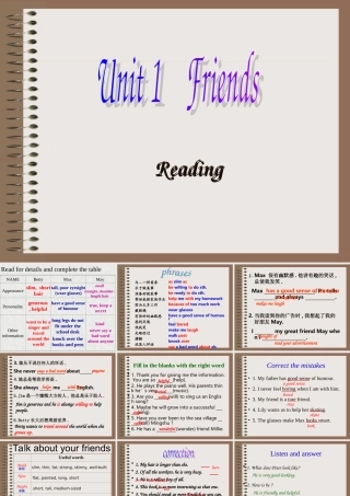 八年级英语8A Unit 1 Reading课件牛津版 课件