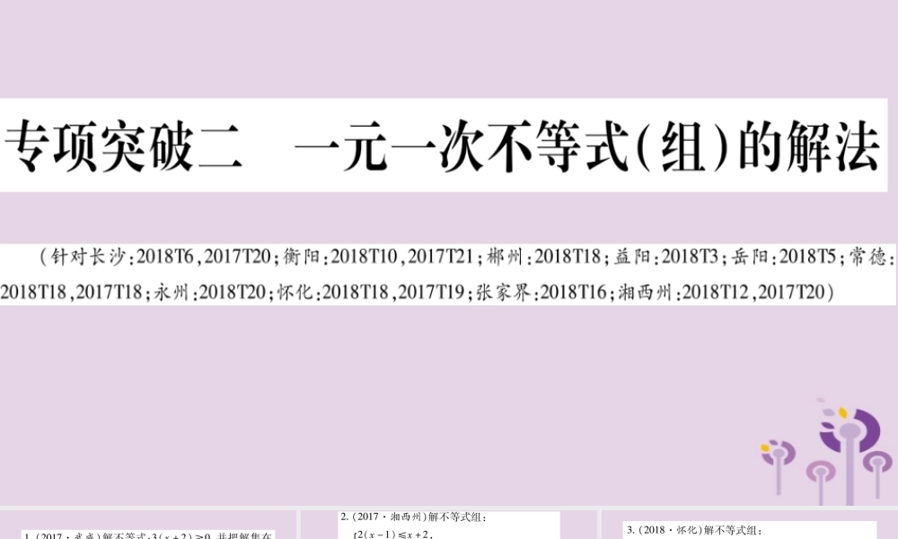 中考数学复习 第二轮 中档题突破 专项突破2 一元一次不等式(组)的解法导学课件