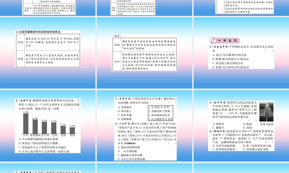 九年级历史下册 第5单元 冷战和美苏对峙的世界 第6单元 冷战结束后的世界核心素养整合提升作业课件 新人教版 课件