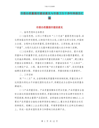 市委办质量强市建设意见与市委卫生整洁年终报告汇编