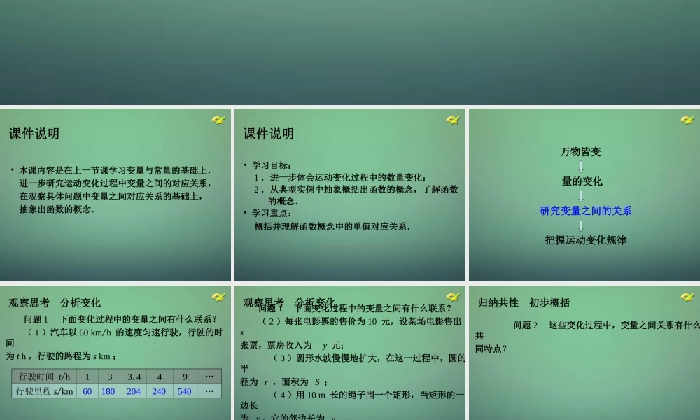 八年级数学下册(19.1.1 变量与函数)课件2 (新版)新人教版 课件