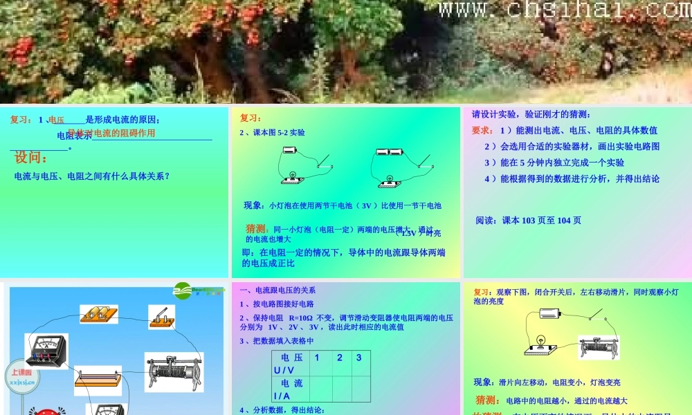 九年级物理 探究—电流与电压、电阻的关系课件 北师大版 课件