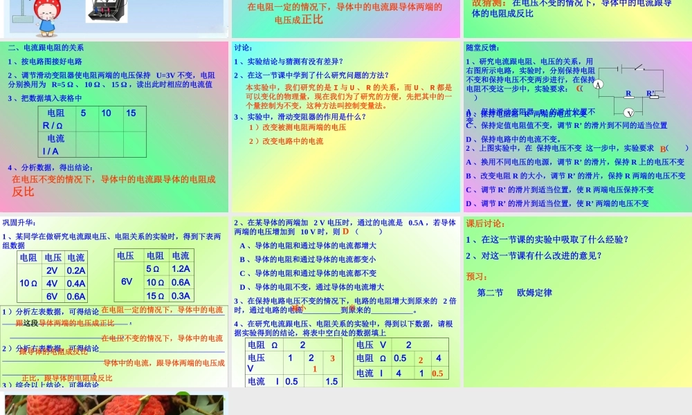九年级物理 探究—电流与电压、电阻的关系课件 北师大版 课件