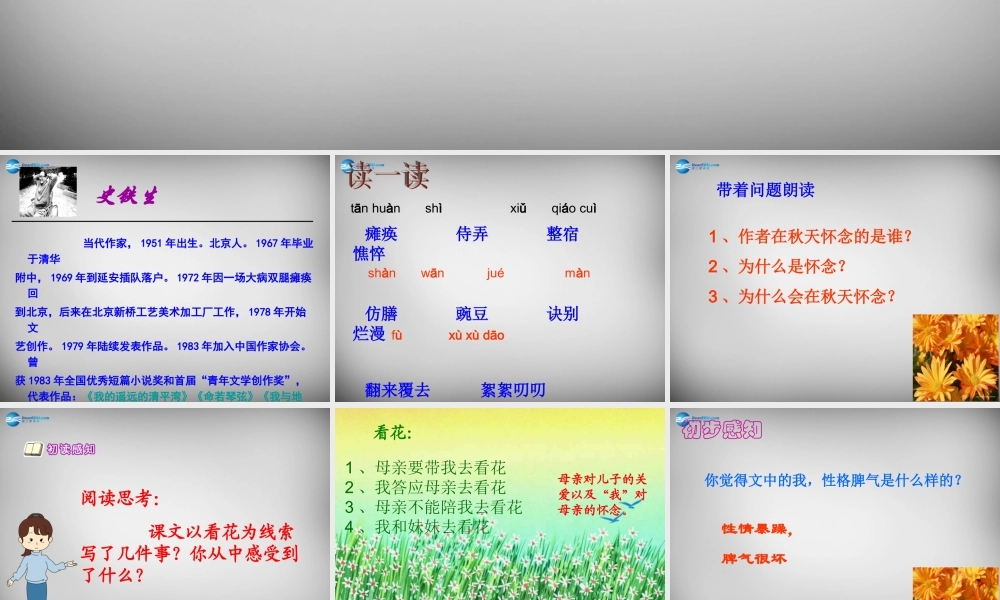 中学七年级语文上册(2 秋天的怀念)课件 (新版)新人教版 课件