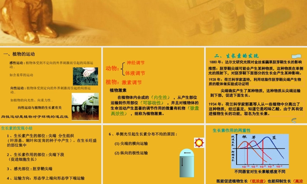 八年级科学上册 第六章第一节植物生命活动的调节课件 华东师大版 课件