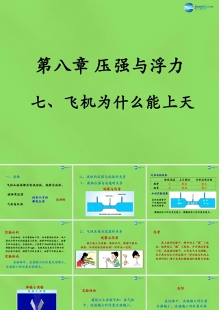 八年级物理下册 第八章 第7节(飞机为什么能上天)课件 (新版)北师大版 课件