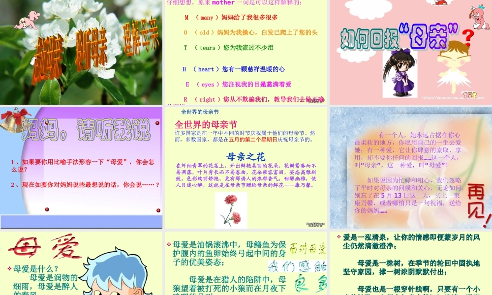 八年级语文献给母亲的歌综合实践课课件 人教版 课件