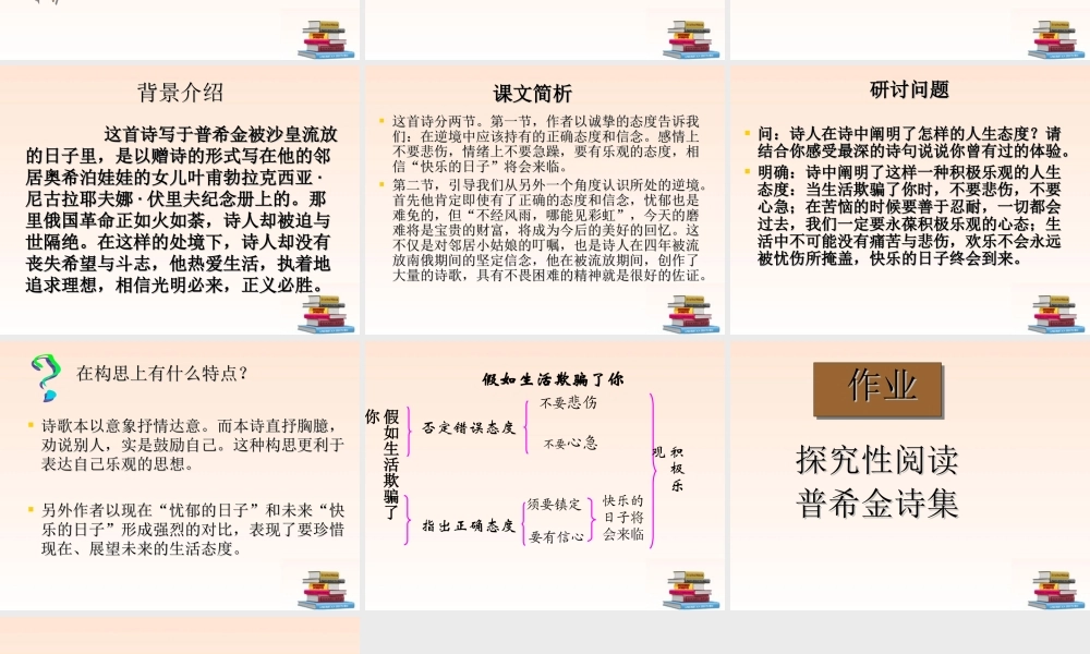 七年级语文下册 (假如生活欺骗了你)教学课件 人教新课标版 课件