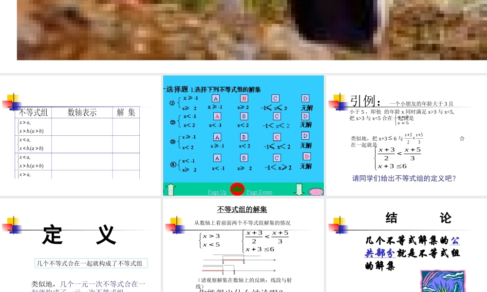 八年级数学 不等式组的解法课件一 八年级数学 不等式组的解法课件[整理两套] 八年级数学 不等式组的解法课件[整理两套]
